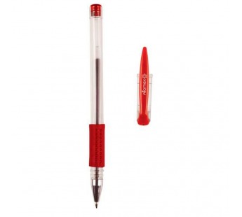 Ручка гелевая ATTOMEX 5051308 красная, 0,5мм, прозр.корпус с рез.держ., шт#1981342