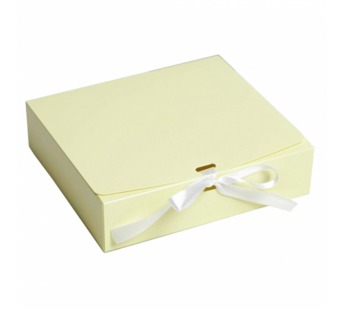 Коробка подарочная картон 200*180*50мм прям/желтая складная с бантиком 1/100шт#1978897