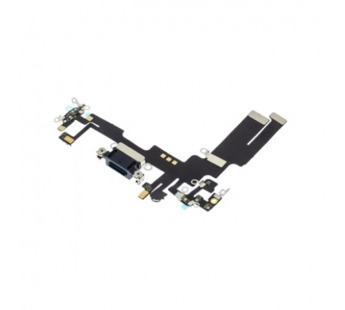 Шлейф для iPhone 14 + разъем зарядки + микрофон (черный) (100% components)#2134905
