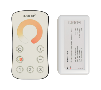 Контроллер RoRi A1 2-канальный, 3 зоны, радио пульт 2.4 ГГц, IP20, белый, шт#2138059