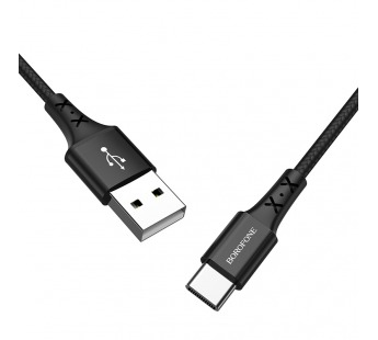 Кабель USB - Type-C Borofone BX20 (3A/1m/текстиль) черный#1982292