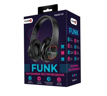 Полноразмерные беспроводные наушники FUMIKO Funk (5 ч/400 mAh/Bluetooth/AUX) черные#2012574