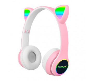 Полноразмерные беспроводные наушники FUMIKO NEKO V2 "Кошачьи уши" (8ч/400 mAh/Bluetooth/AUX) розовые#2012580