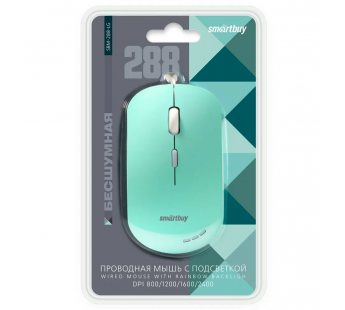 Мышь проводная беззвучная с подсветкой SmartBuy 288 (зеленый) (SBM-288-LG)#2020675