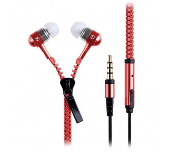 Проводные наушники с микрофоном внутриканальные - Zipper (повр.уп.) Jack 3,5  (red) (215979)#1989536