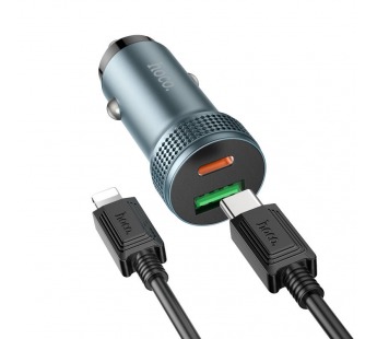 АЗУ с выходом USB Hoco Z49B (PD38W(20W+18W)/QC3.0/кабель Type-C - Lightning) серое#1987109