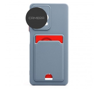 Чехол силиконовый iPhone XR матовый цветной с визитницей серый#1989356