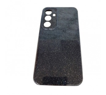 Чехол силиконовый Samsung A35 блестки с защитой камеры черный#2022883