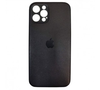 Чехол силиконовый iPhone 12 Pro кожа с лого черный#1994555