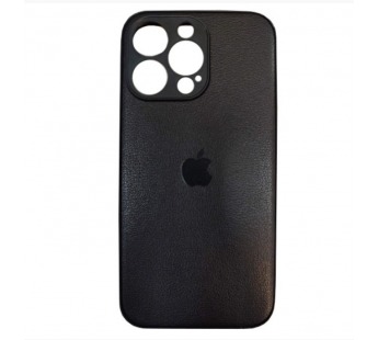 Чехол силиконовый iPhone 13 Pro Max кожа с лого черный#1994548