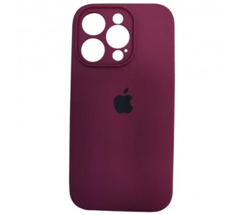 Чехол силиконовый iPhone 14 Pro Silicone Case с лого с защитой камеры (26) бордовый#2013048