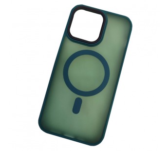 Чехол пластиковый iPhone 15 матовый с MagSafe зеленый#1991331