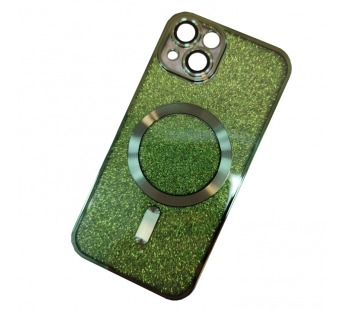Чехол силиконовый iPhone 15 Magsafe блестящий зеленый#1989294