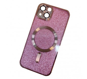 Чехол силиконовый iPhone 15 Magsafe блестящий розовый#1989323