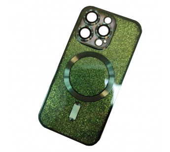 Чехол силиконовый iPhone 15 Pro Max Magsafe блестящий зеленый#1989296