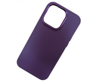 Чехол силиконовый iPhone 15 Pro Max матовый с ободком фиолетовый#1989398