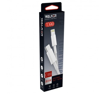 Кабель USB "WALKER" C830, 30W, Type-C-Lightning, поддержка PD, белый#1990135