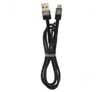 Кабель USB "WALKER" C535, 3.1А, Type-C, поддержка QC, тканевая оплетка, черный#1994204