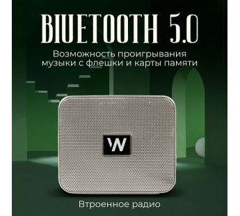 Колонка WALKER WSP-100, Bluetooth, 5Вт*1, стереопара TWS, серая#1989876