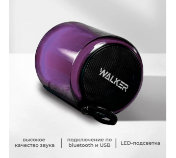 Колонка WALKER WSP-125, Bluetooth, 5Вт*1, стереопара TWS, подсветка, черная#1989919