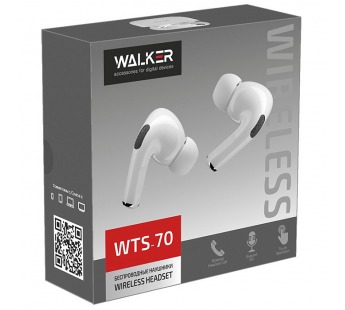 Беспроводные Bluetooth-наушники WALKER WTS-70, белые#1989923