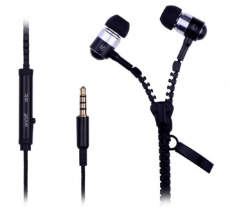 Проводные наушники с микрофоном внутриканальные - Zipper (повр.уп.) Jack 3,5  (black) (230749)#1989675