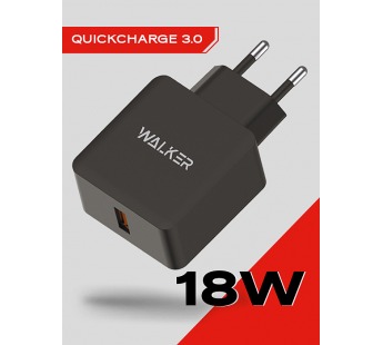 Сетевое З/У USB Walker WH-35 QC3.0 3.0A 1USB black [25.03.24], шт#1990712