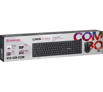 Беспроводной набор DEFENDER Lima C-993 RU,черный,полноразмерный#1990115