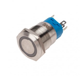 Кнопка антивандальная с фиксацией D=19мм off-on/on-off 5 контактов 250В, подсветка зеленая Rexant#2087548