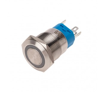 Кнопка антивандальная с фиксацией D=19мм off-on/on-off 5 контактов 250В, подсветка синяя Rexant#2100856