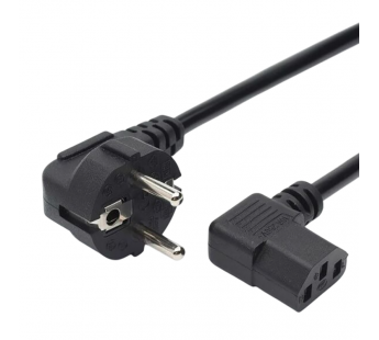 Шнур сетевой для компьютера, евровилка угловая - евроразъем С13 угловой, кабель 3x0,75 кв. мм. 1,8м#2109188