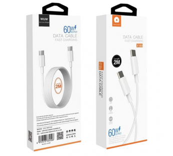Кабель Type-C - Type-C WUW X189 2метра 60W (для iPhone 15 и Samsung/Huawei/Xiaomi) Белый#2118367