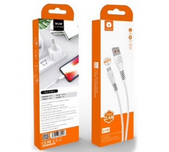 Кабель USB - MicroUSB WUW X195 1m 2.4A Белый#2033684
