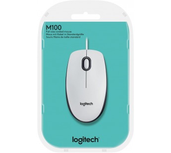Мышь USB Logitech M100 оптическая, 1000dpi, кабель 1.8м, White [28.03.24], шт#1993112