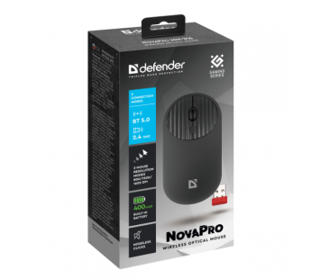 Мышь беспроводная Defender NovaPro MM-316, 2.4G+BT, 4кн, 1600dpi, черный [28.03.24], шт#1993404
