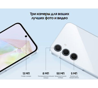 Смартфон Samsung A356 Galaxy A35 5G 8Gb/128Gb Голубой (6,6"/50МП/4G/NFC/5000mAh)#1993706