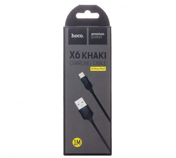 Кабель USB - Apple lightning Hoco X6 Khaki (повр. уп) 100см 2,4A  (black) (223581)#1993910