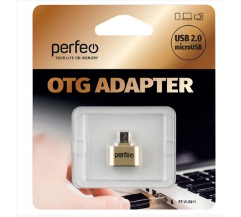 Perfeo adapter USB на micro USB c OTG (PF-VI-O011 Gold) золотой#1995157