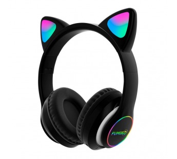 Полноразмерные беспроводные наушники FUMIKO NEKO "Кошачьи уши" (8 ч/400 mAh/Bluetooth/AUX) черные#1995777