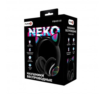 Полноразмерные беспроводные наушники FUMIKO NEKO "Кошачьи уши" (8 ч/400 mAh/Bluetooth/AUX) черные#1995778