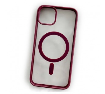 Чехол пластиковый iPhone 15 Magsafe Magnetic Clear Case винный#1996527