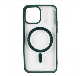 Чехол пластиковый iPhone 15 Magsafe Magnetic Clear Case темно-зеленый#1996525