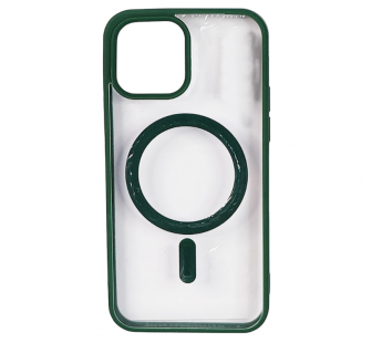 Чехол пластиковый iPhone 15 Magsafe Magnetic Clear Case темно-зеленый#2076201