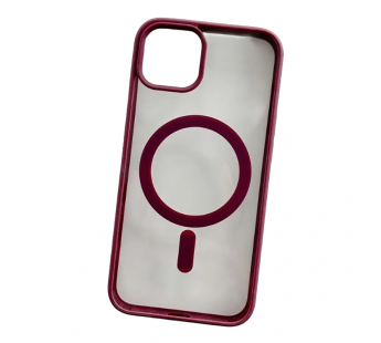 Чехол пластиковый Clear Case iPhone 15 Pro Magsafe Magnetic винный#2039399