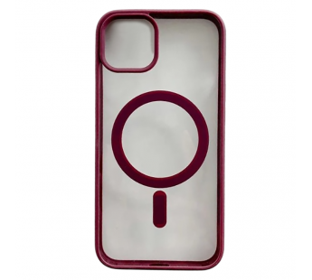 Чехол пластиковый iPhone 15 Pro Max Magsafe Magnetic Clear Case винный#2076191