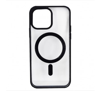 Чехол пластиковый iPhone 15 Pro Max Magsafe Magnetic Clear Case черный#1996507