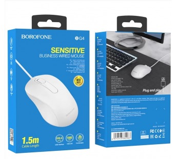 Мышь оптическая Borofone BG4, USB белый#1998145