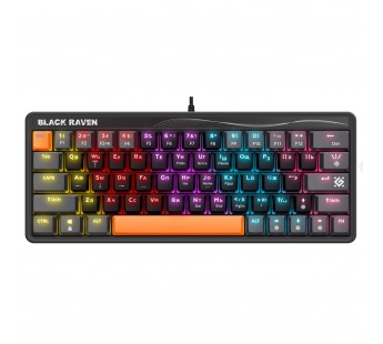 Механическая клавиатура DEFENDER Black Raven GK-417 RU,3цвета,радужная,63кн,черный#1999069