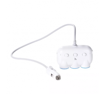 Автомобильный разветвитель прикуривателя Hoco C1 3in1 (повр. уп.)  2USB (white) (231731)#1999527