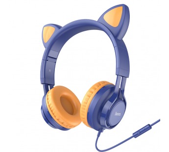 Проводные наушники полноразмерные Hoco Cat W36 (повр. уп.)  (midnight blue) (231729)#1999680